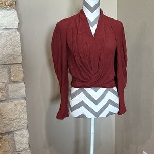 EXPRESS Wrap Blouse in Deep Rust, EUC!
